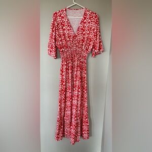 Red and White Floral Women’s Dress
